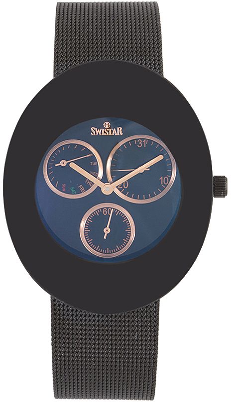 Swistar Men's Blue Dial Stainless Steel Band Watch [415-6M]